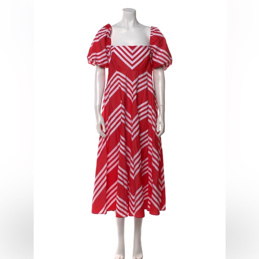 Hill House Home Matilda Red and White Chevron Dress